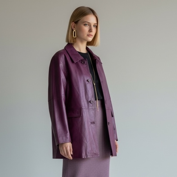 Centigrade Purple Genuine Leather Jacket Women’s 1X - Picture 1 of 7